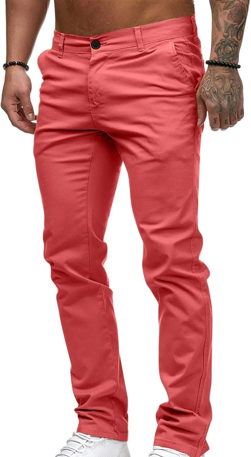 Ctreela Mens Slim Fit Work Pants Slacks Low Rise Dressy Casual Tapered Trousers Flat Front Plus Size Dress Suit Pants S-4XL