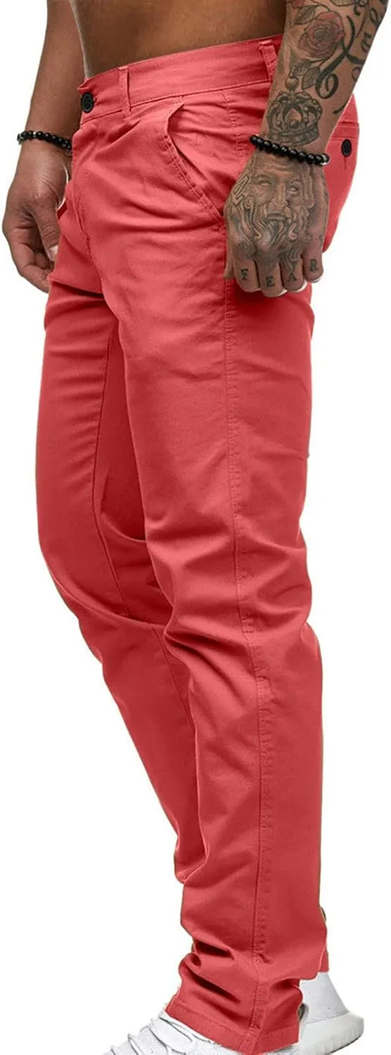 Ctreela Mens Slim Fit Work Pants Slacks Low Rise Dressy Casual Tapered Trousers Flat Front Plus Size Dress Suit Pants S-4XL