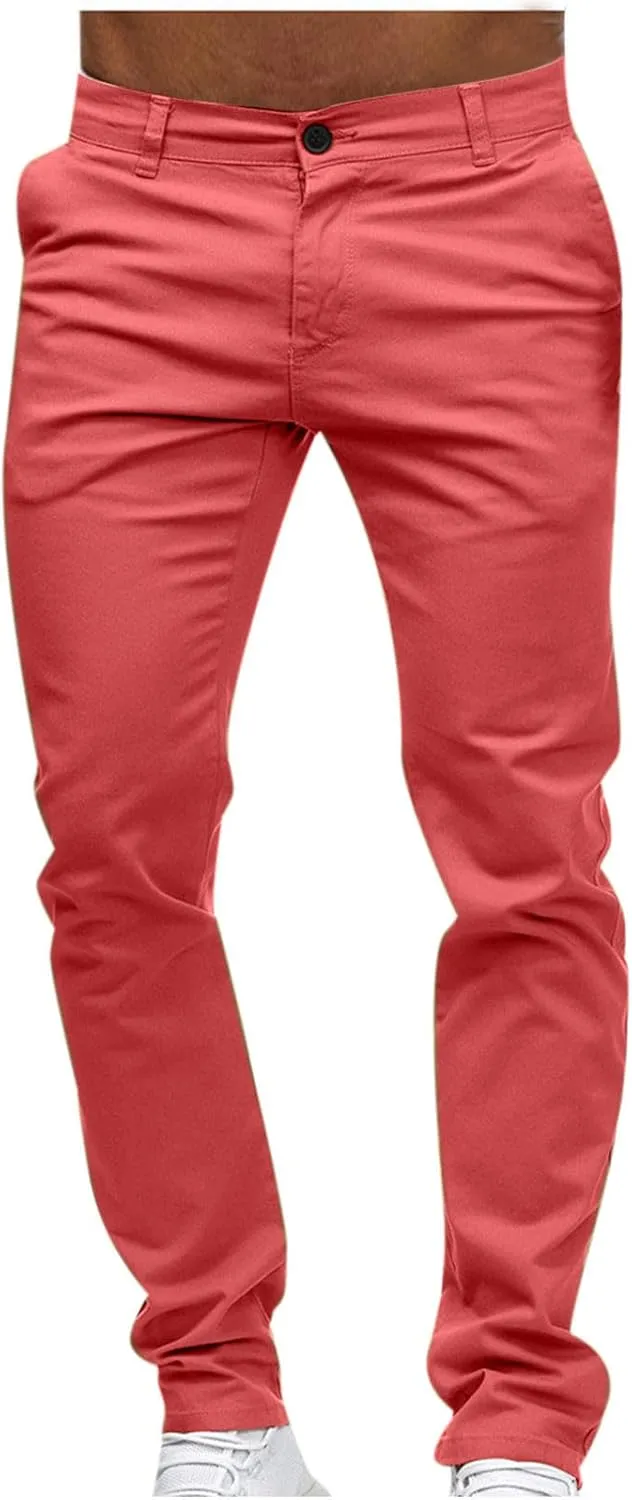 Ctreela Mens Slim Fit Work Pants Slacks Low Rise Dressy Casual Tapered Trousers Flat Front Plus Size Dress Suit Pants S-4XL