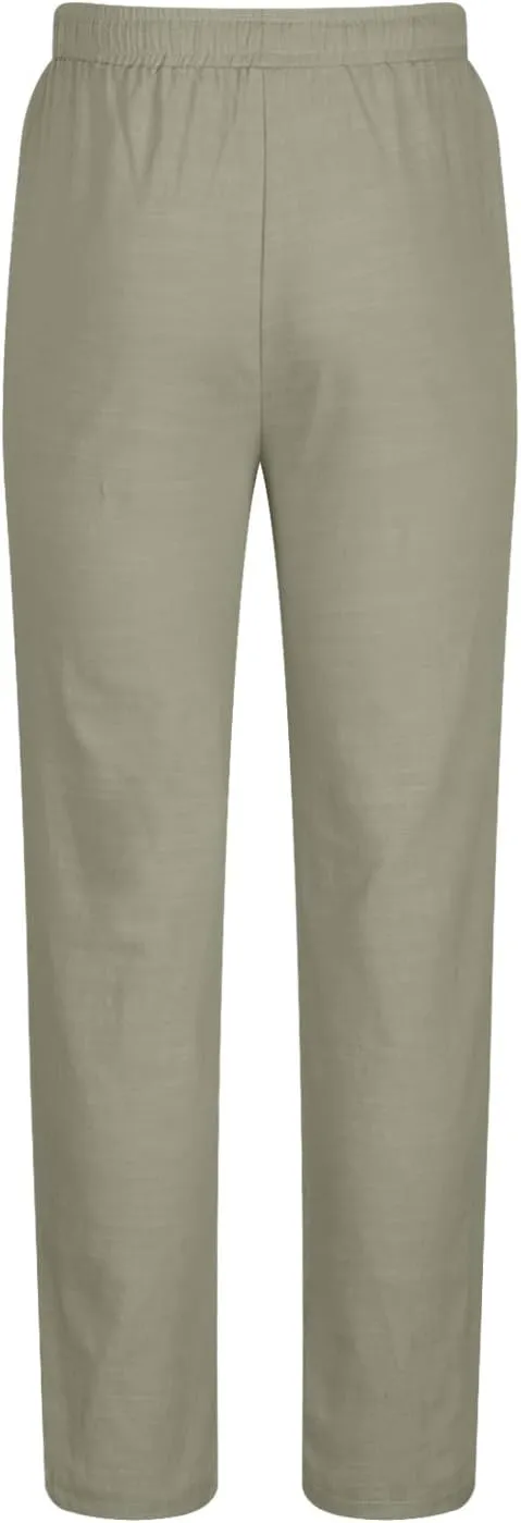 Ctreela Men's Summer Linen Pants Casual Lightweight Drawstring Elastic Waist Beach Pants Straight Leg Breathable Yoga Pants