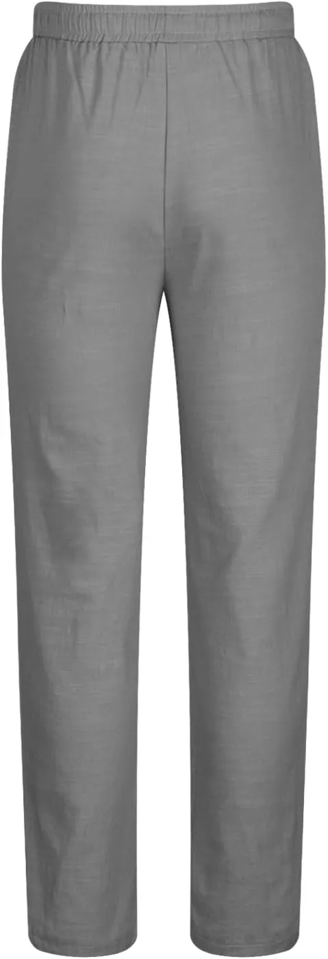 Ctreela Men's Summer Linen Pants Casual Lightweight Drawstring Elastic Waist Beach Pants Straight Leg Breathable Yoga Pants
