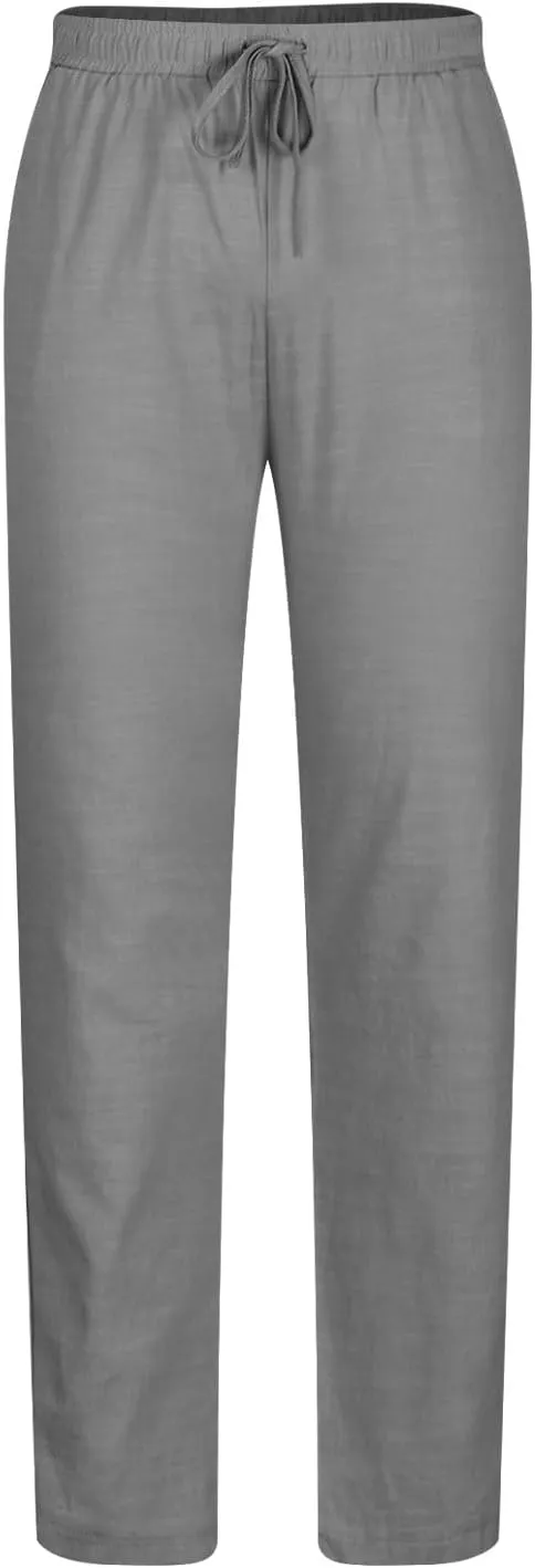 Ctreela Men's Summer Linen Pants Casual Lightweight Drawstring Elastic Waist Beach Pants Straight Leg Breathable Yoga Pants