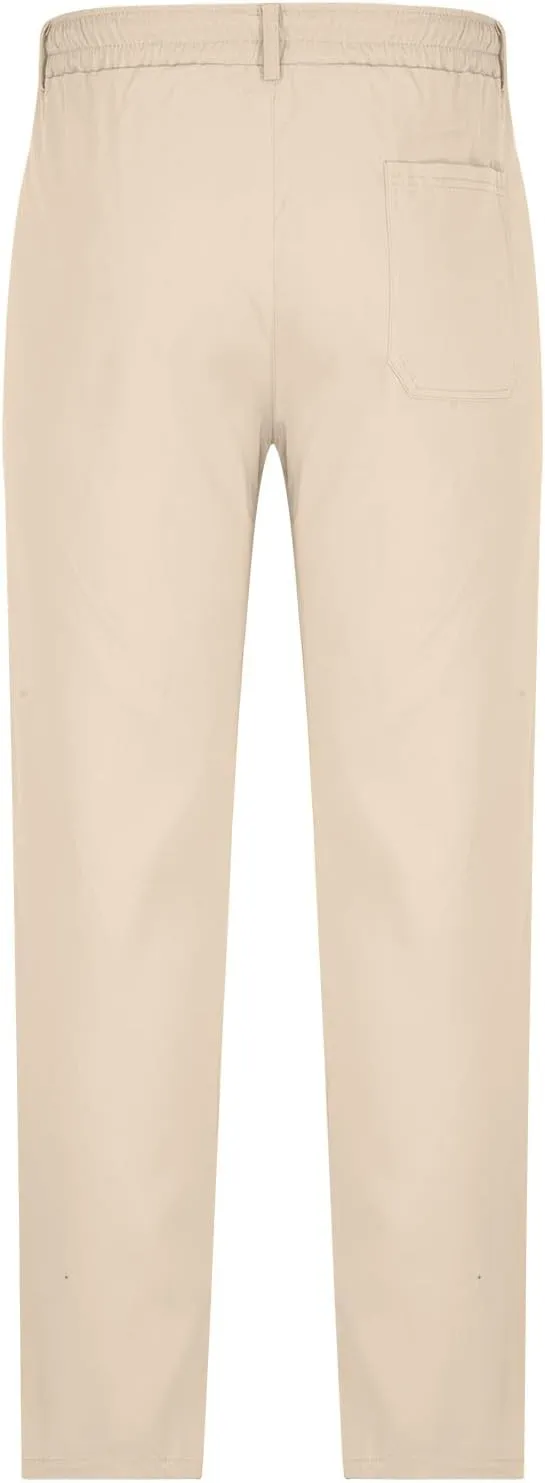 Ctreela Summer Fall Chino Pants Men Casual Drawstring Elastic Waist Daily Pants Lightweight Thin Slim-Fit Slacks Trousers