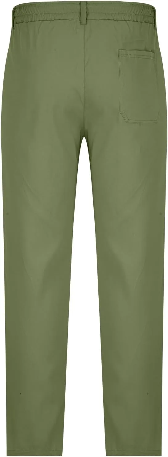 Ctreela Summer Fall Chino Pants Men Casual Drawstring Elastic Waist Daily Pants Lightweight Thin Slim-Fit Slacks Trousers