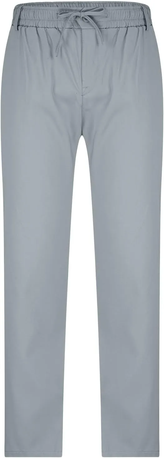 Ctreela Summer Fall Chino Pants Men Casual Drawstring Elastic Waist Daily Pants Lightweight Thin Slim-Fit Slacks Trousers