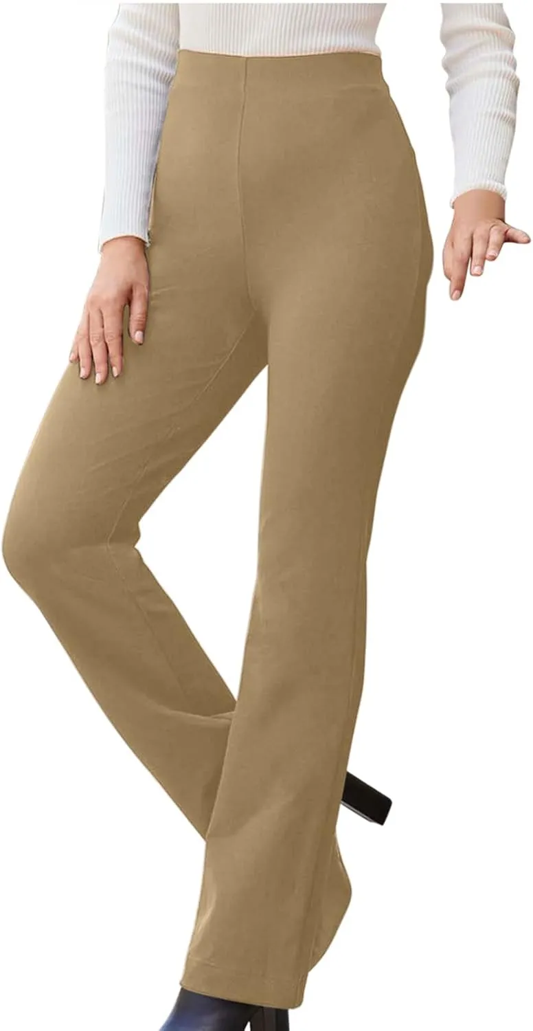 Ctreela Women High Waist Slacks Work Casual Slim Fit Dress Pants Flare Leg Bootcut Office Trousers Soft Leisure Pants