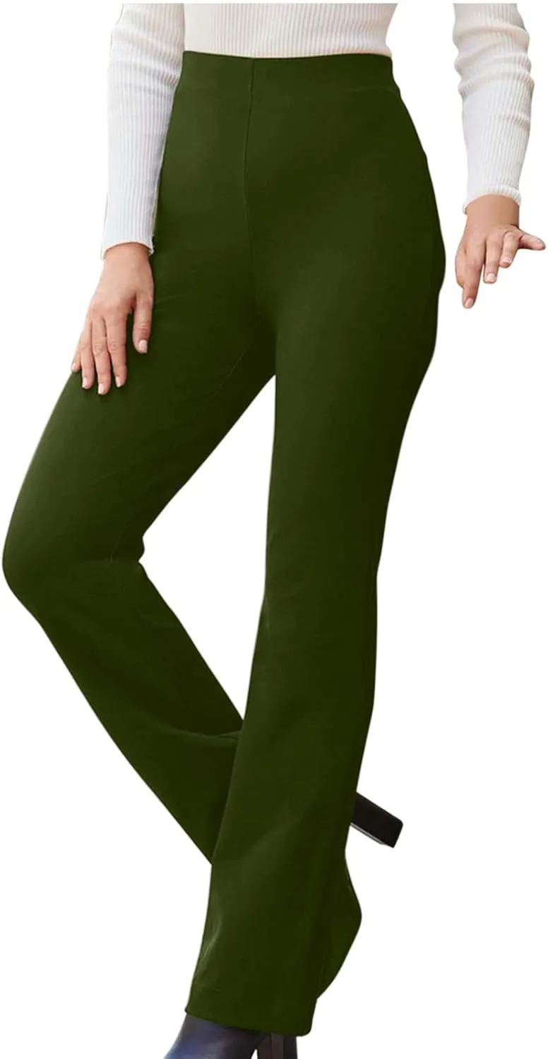 Ctreela Women High Waist Slacks Work Casual Slim Fit Dress Pants Flare Leg Bootcut Office Trousers Soft Leisure Pants