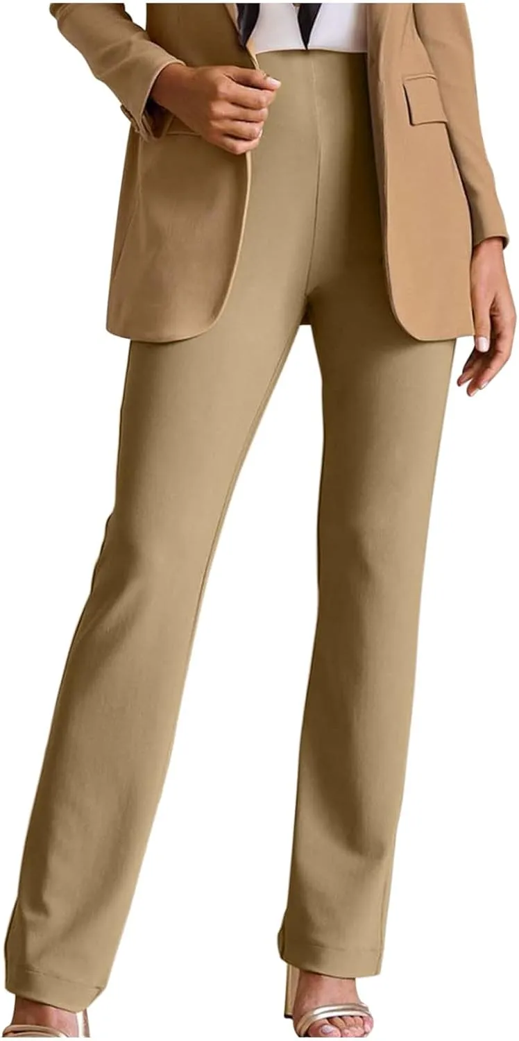 Ctreela Women High Waist Slacks Work Casual Slim Fit Dress Pants Flare Leg Bootcut Office Trousers Soft Leisure Pants