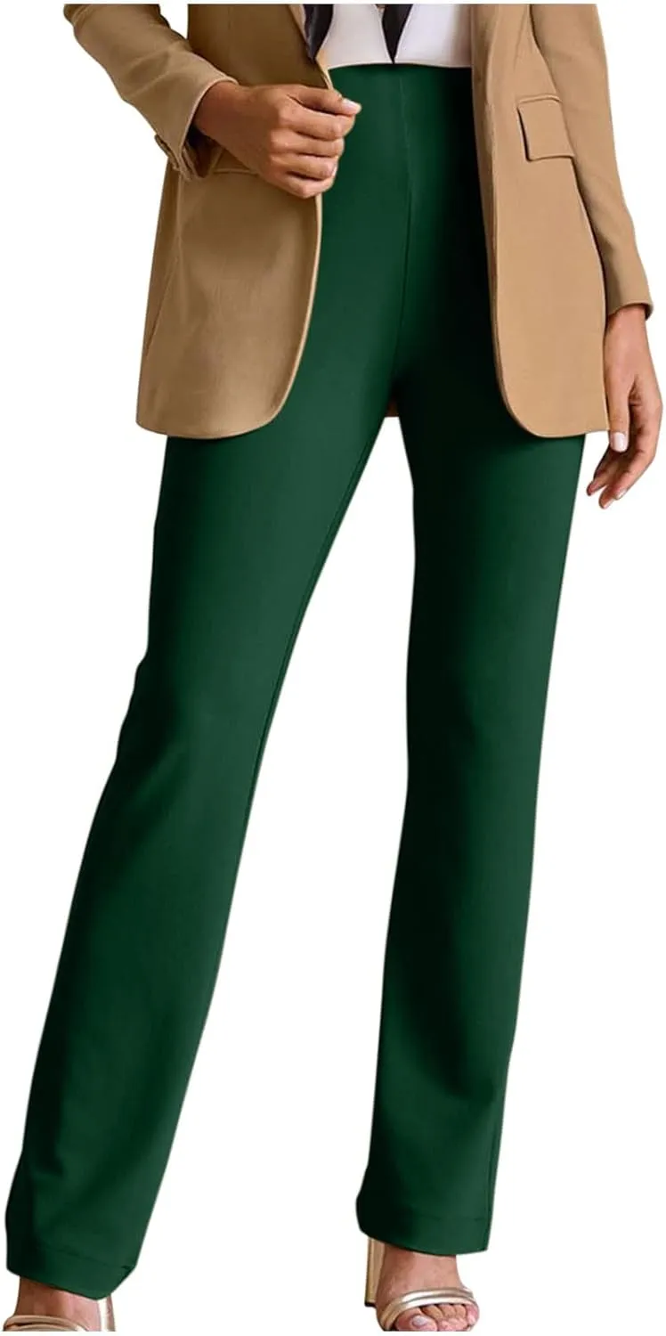 Ctreela Women High Waist Slacks Work Casual Slim Fit Dress Pants Flare Leg Bootcut Office Trousers Soft Leisure Pants