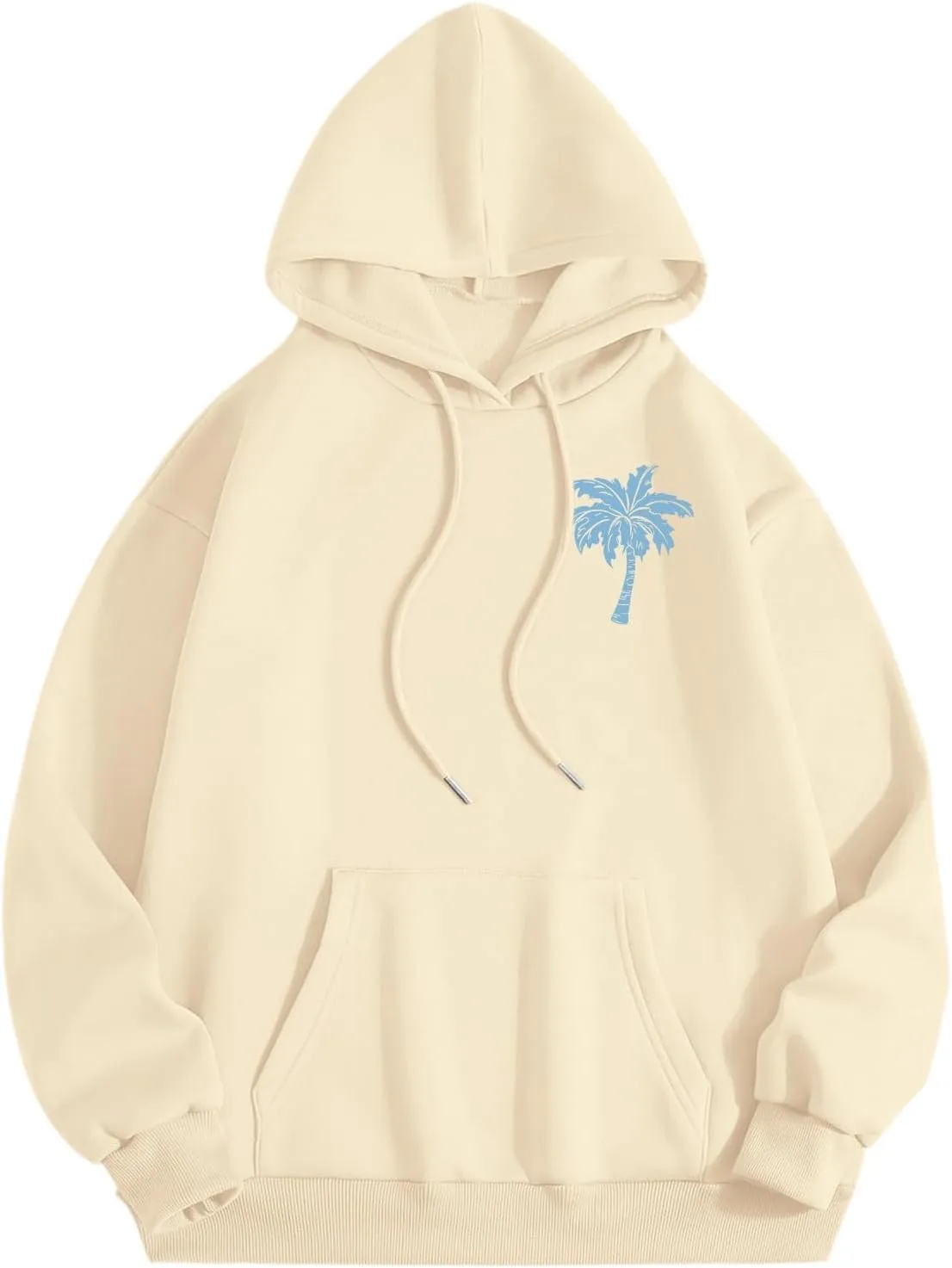 Cute 2 Piece Outfits Women, Teen Girls Preppy Puff Pullover Hoodies Pocket Drawstring Oversized Sweatpant Outfit Sets