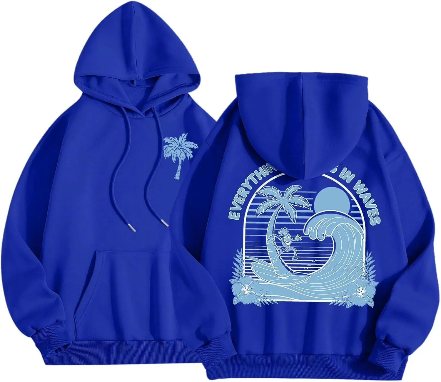 Cute 2 Piece Outfits Women, Teen Girls Preppy Puff Pullover Hoodies Pocket Drawstring Oversized Sweatpant Outfit Sets