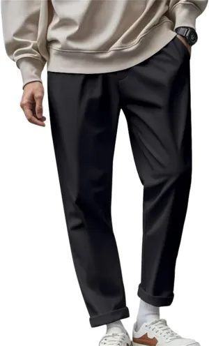 Dress Pants for Men Baggy Lightweight Drawstring Waist Chino Pants Quick Dry Business Casual Pants with Pockets