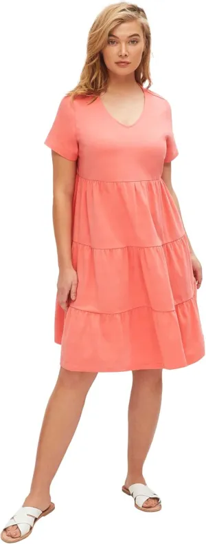 ellos Women's Plus Size Tiered Knit Tee Dress