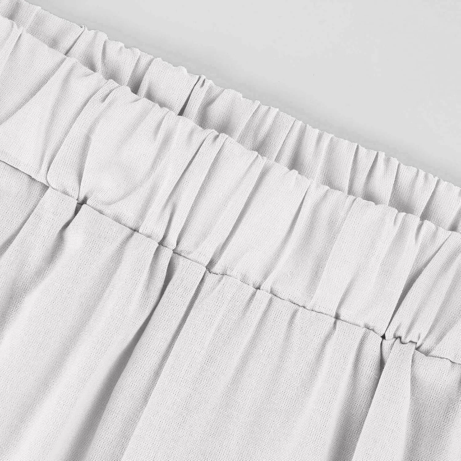 eoeioa Elastic Waisted Linen Pants Women Summer Comfy Flowy Palazzo Pants Boho Baggy Casual Pants Boho Beach Pants w/Pockets