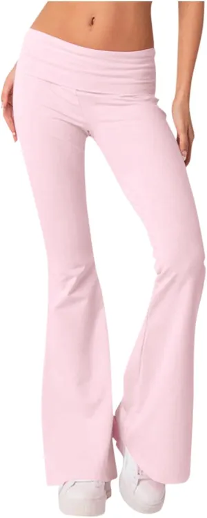 Flared Sweatpants Fold Over Yoga Pants High Waisted Plus Size Workout Leggings Fall Trouser Pants Tall