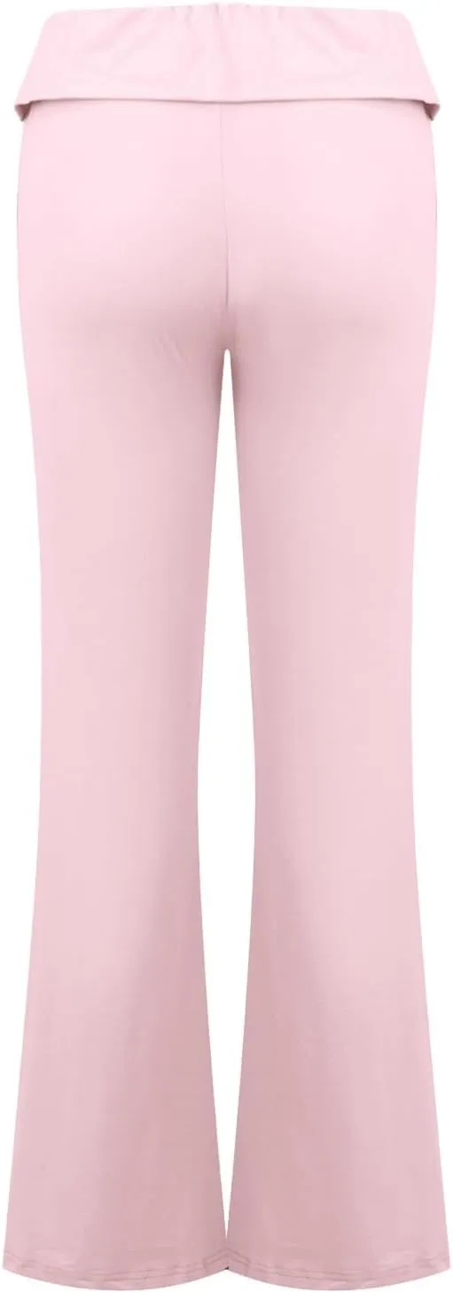 Flared Sweatpants Fold Over Yoga Pants High Waisted Plus Size Workout Leggings Fall Trouser Pants Tall