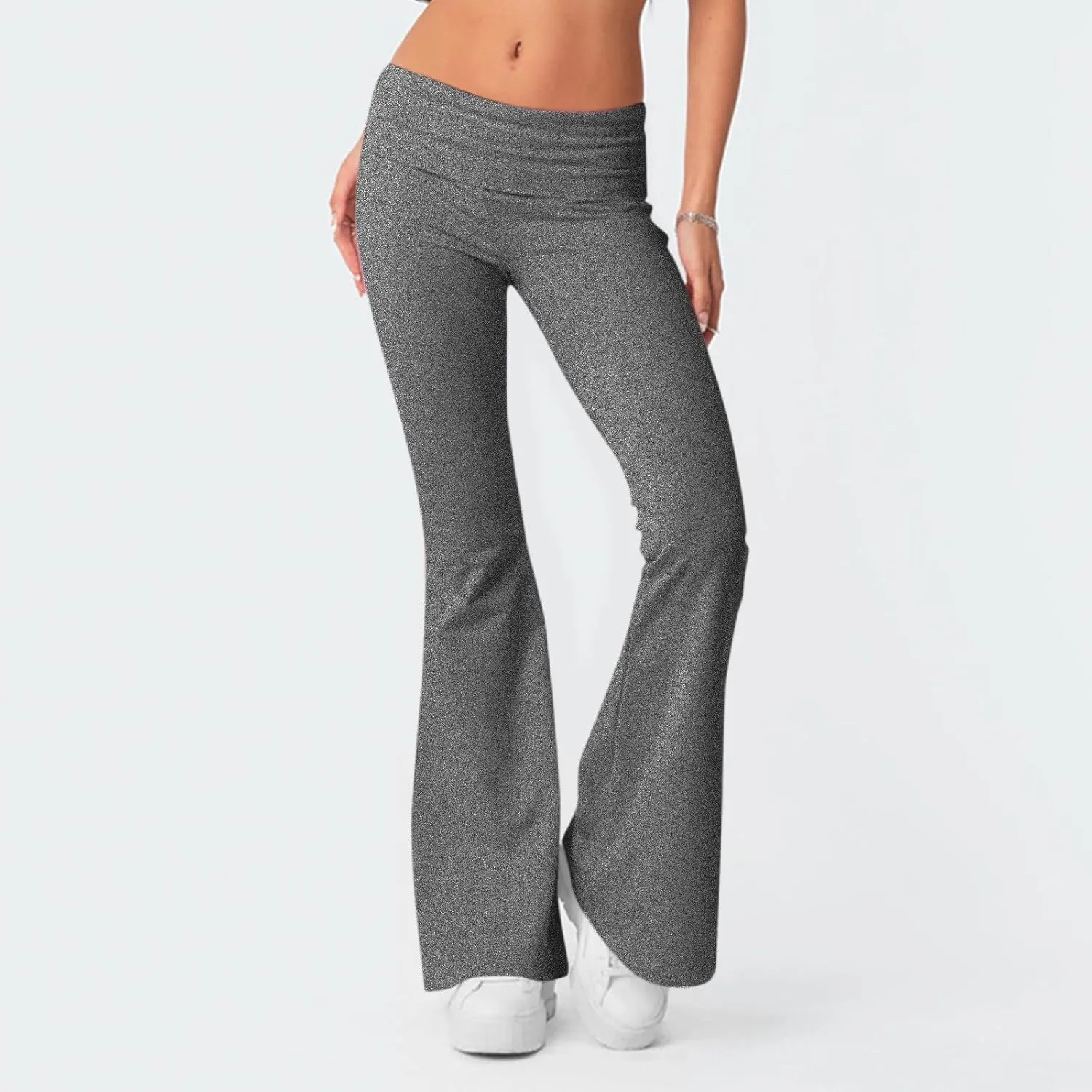 Flared Sweatpants Fold Over Yoga Pants High Waisted Plus Size Workout Leggings Fall Trouser Pants Tall