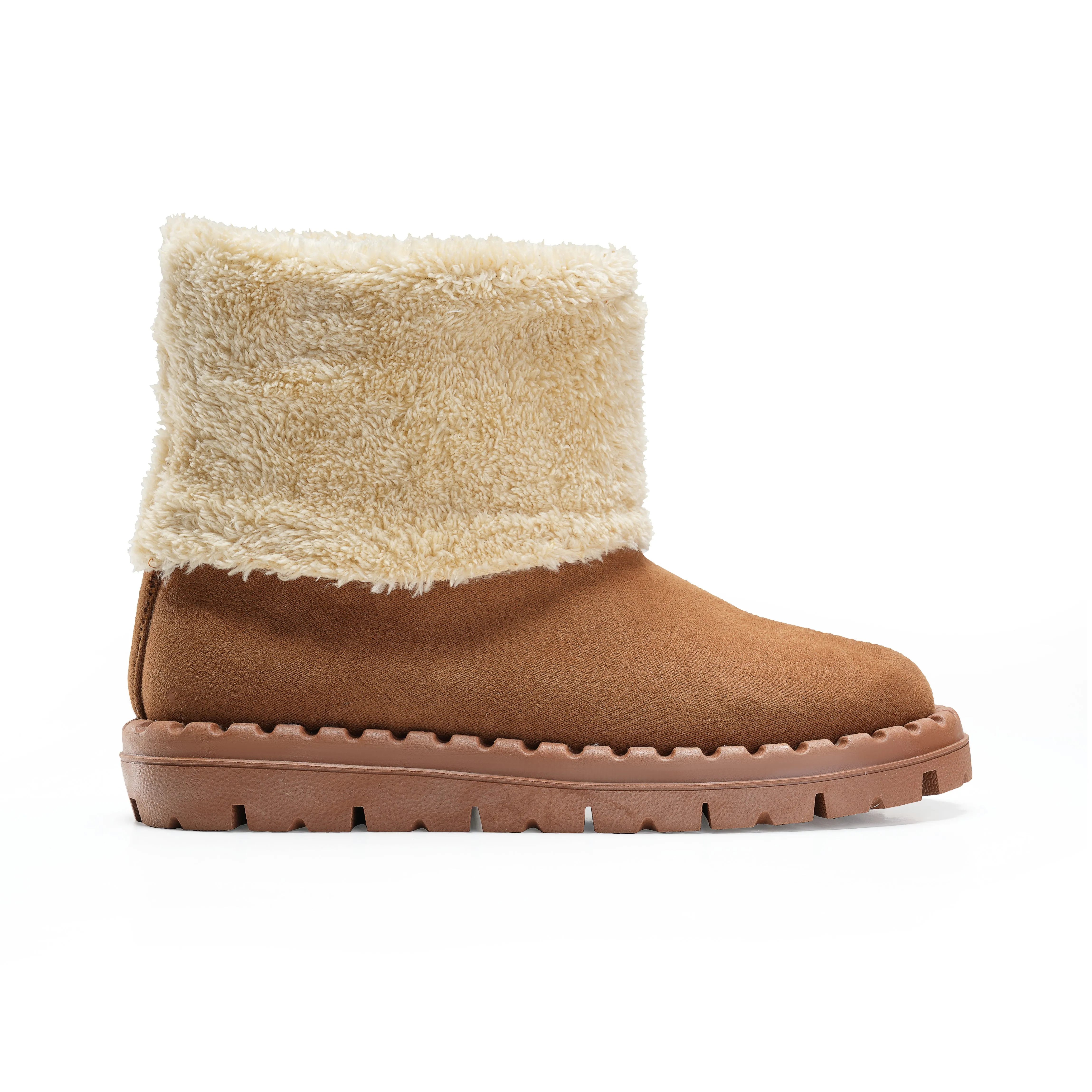 Fold-Over Sherpa-Lined Winter Boots - Camel