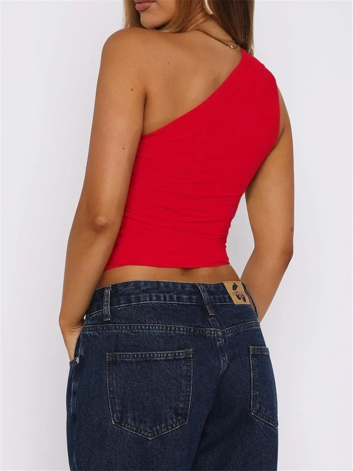 ForeFair Women One Shoulder Going Out Crop Tank Tops Slim Fit Sleeveless Shirts Y2k Cute Top