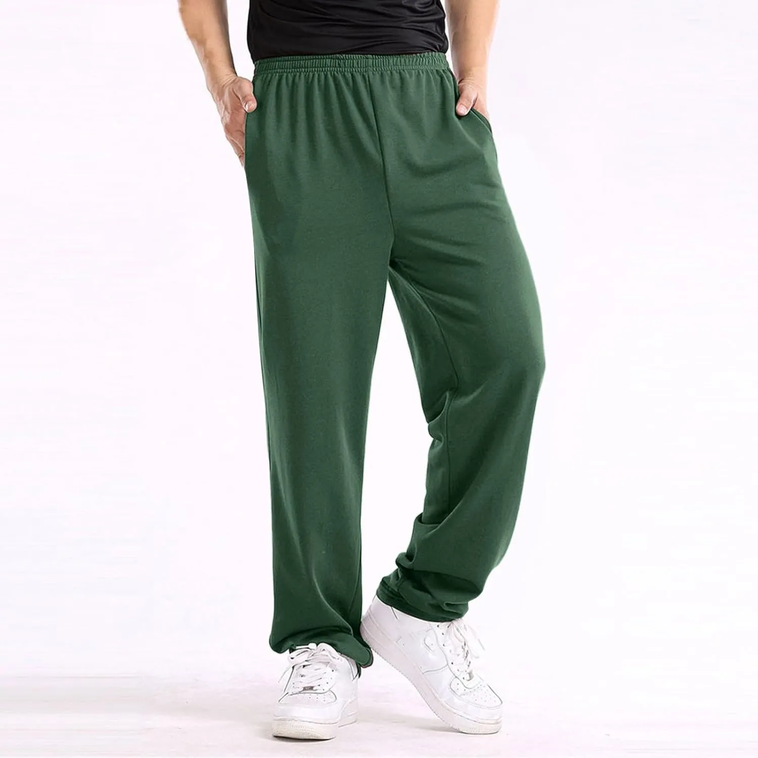 FZVYD Mens Sweatpants Pants Casual Jogging Sports Elastic Lightweight Wide Leg Long Straight Lounge Trousers with Pockets