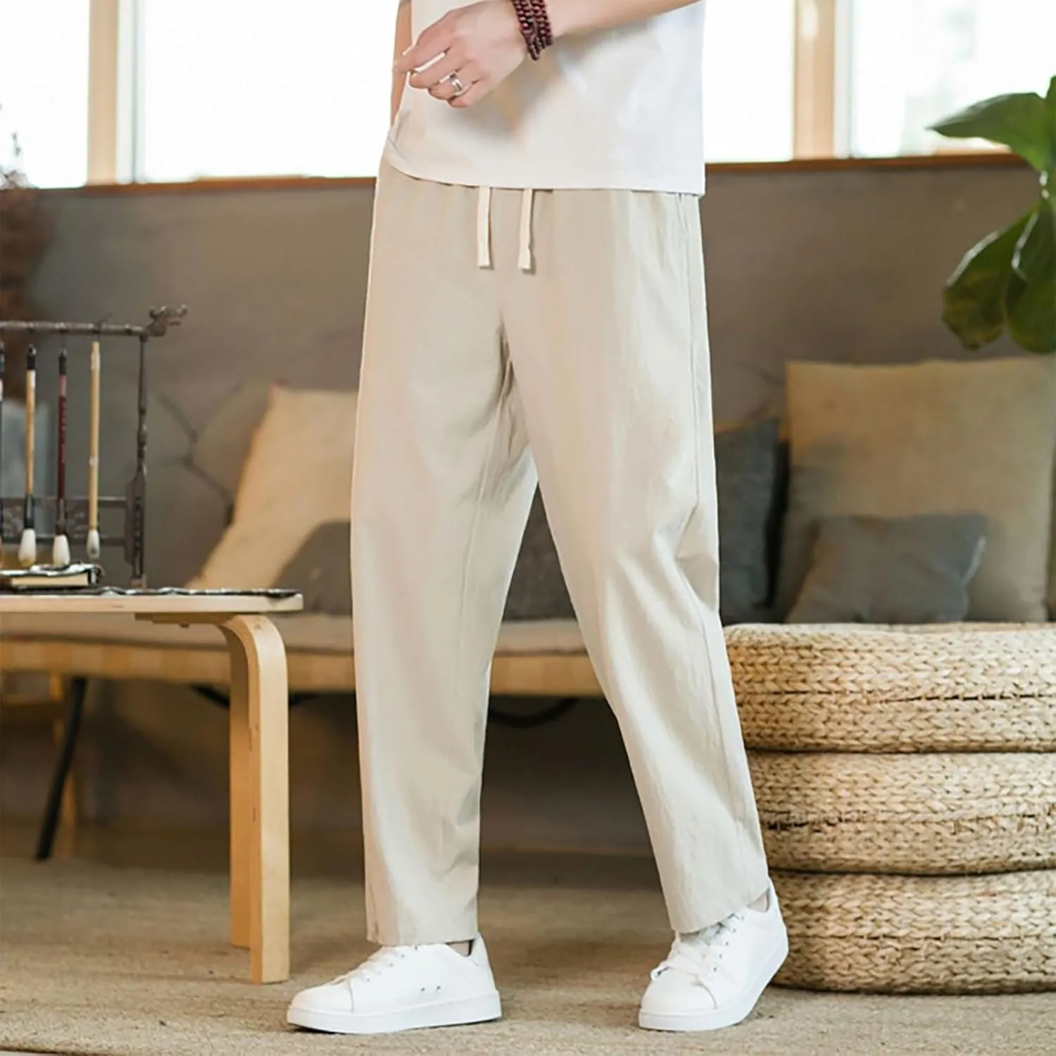 GIERIDUC Casual Loose Pant for Men Men's Flat Front Relaxed Straight Pant Mens Cargo Pants Slim Fit Dress Pants for Big Guys
