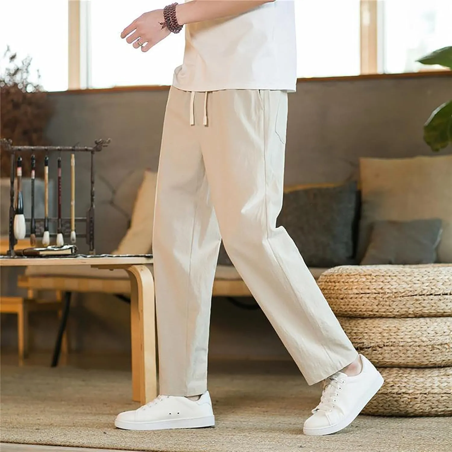 GIERIDUC Casual Loose Pant for Men Men's Flat Front Relaxed Straight Pant Mens Cargo Pants Slim Fit Dress Pants for Big Guys