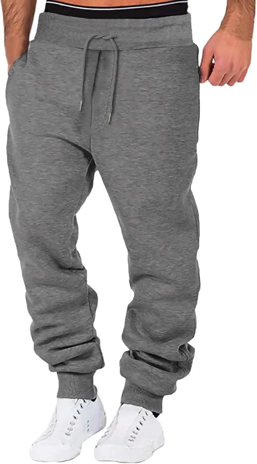 GIERIDUC Joggers Pants for Men with Pockets Mens Jogger Fleece Sweatpants Dress Pants for Short Men Light Blue Trousers Mens