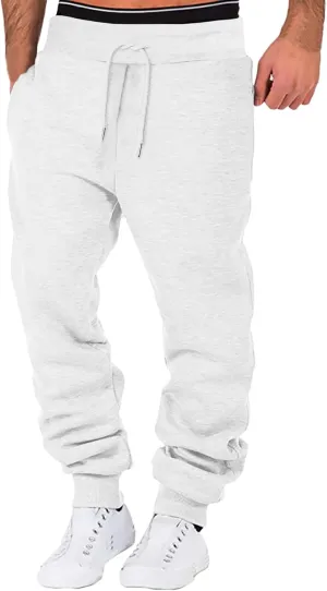 GIERIDUC Joggers Pants for Men with Pockets Mens Jogger Fleece Sweatpants Dress Pants for Short Men Light Blue Trousers Mens