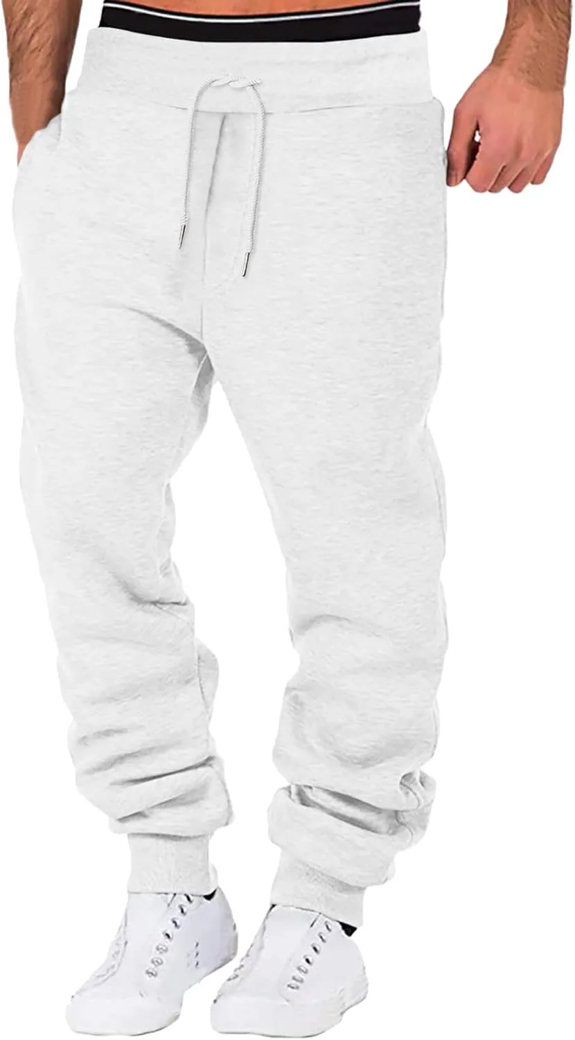 GIERIDUC Joggers Pants for Men with Pockets Mens Jogger Fleece Sweatpants Dress Pants for Short Men Light Blue Trousers Mens