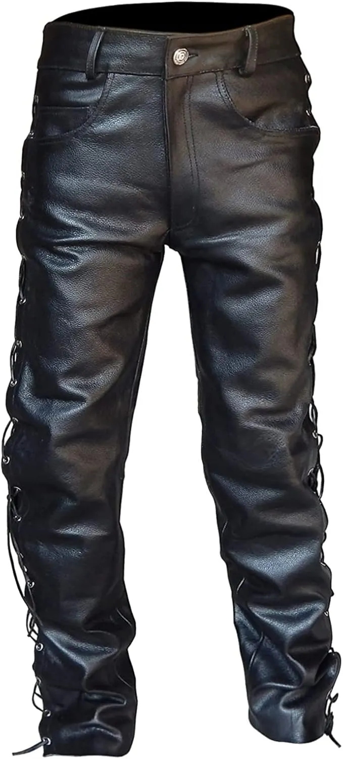 GIERIDUC Men's Faux Leather Pants Mens Extra Long Length Pyjama Bottoms Men's Pants with Long Crotch Grey Sweatpants for Men
