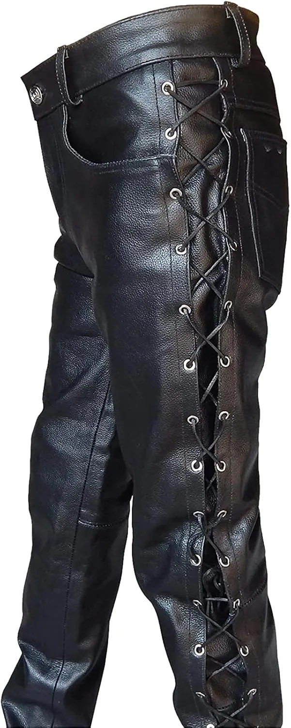 GIERIDUC Men's Faux Leather Pants Mens Extra Long Length Pyjama Bottoms Men's Pants with Long Crotch Grey Sweatpants for Men