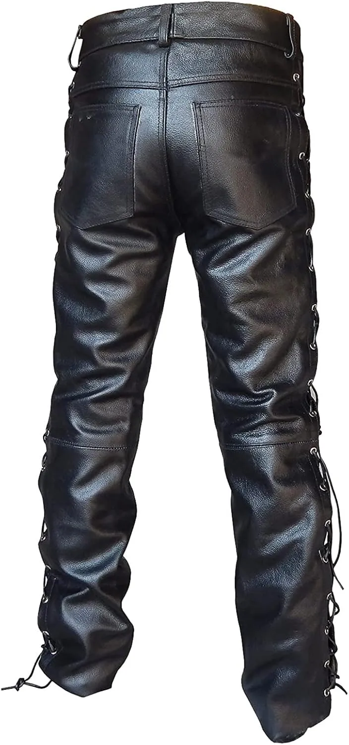 GIERIDUC Men's Faux Leather Pants Mens Extra Long Length Pyjama Bottoms Men's Pants with Long Crotch Grey Sweatpants for Men