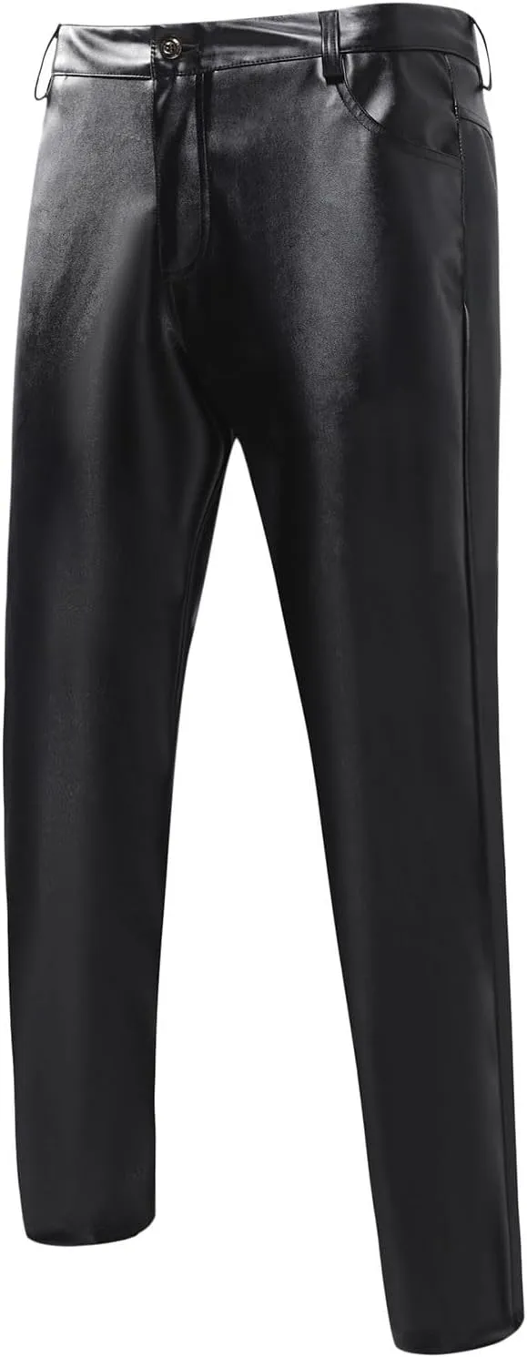GIERIDUC Men's Faux Leather Pants Reversible Basketball Jerseys for Men Extra Long Lounge Pants Mens Athletic Dress Pants Men