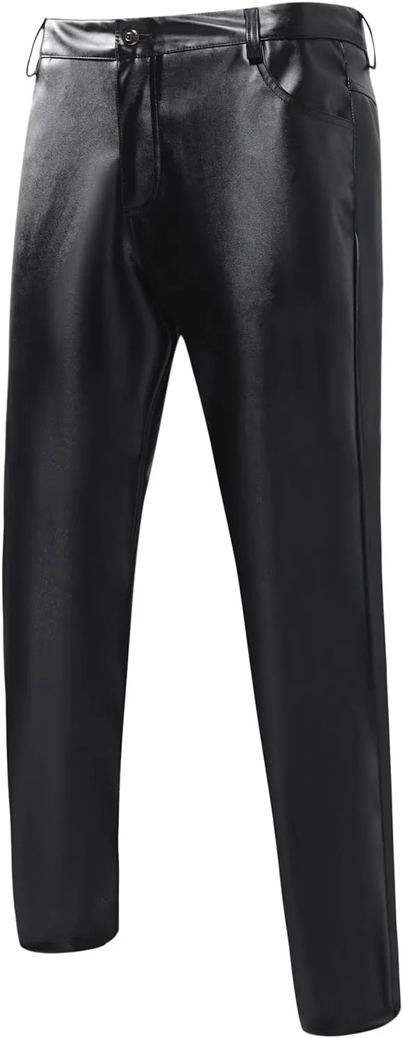 GIERIDUC Men's Faux Leather Pants Reversible Basketball Jerseys for Men Extra Long Lounge Pants Mens Athletic Dress Pants Men