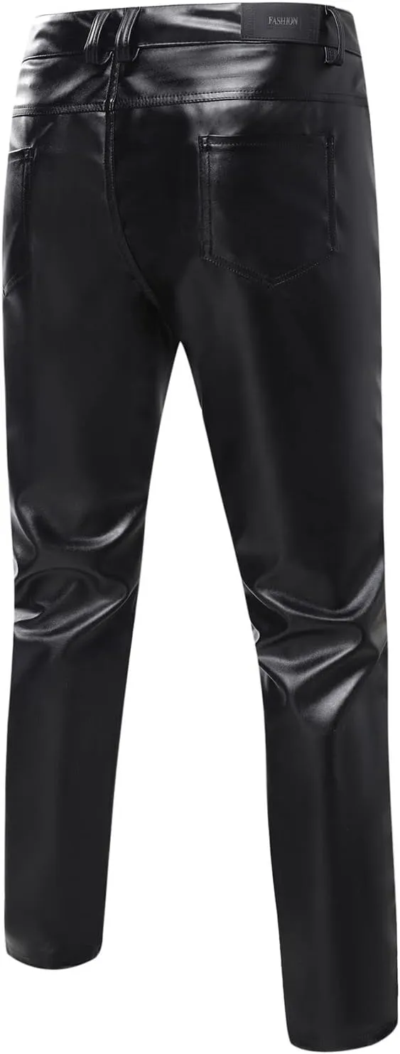 GIERIDUC Men's Faux Leather Pants Reversible Basketball Jerseys for Men Extra Long Lounge Pants Mens Athletic Dress Pants Men