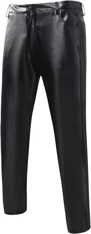 GIERIDUC Men's Faux Leather Pants Reversible Basketball Jerseys for Men Extra Long Lounge Pants Mens Athletic Dress Pants Men