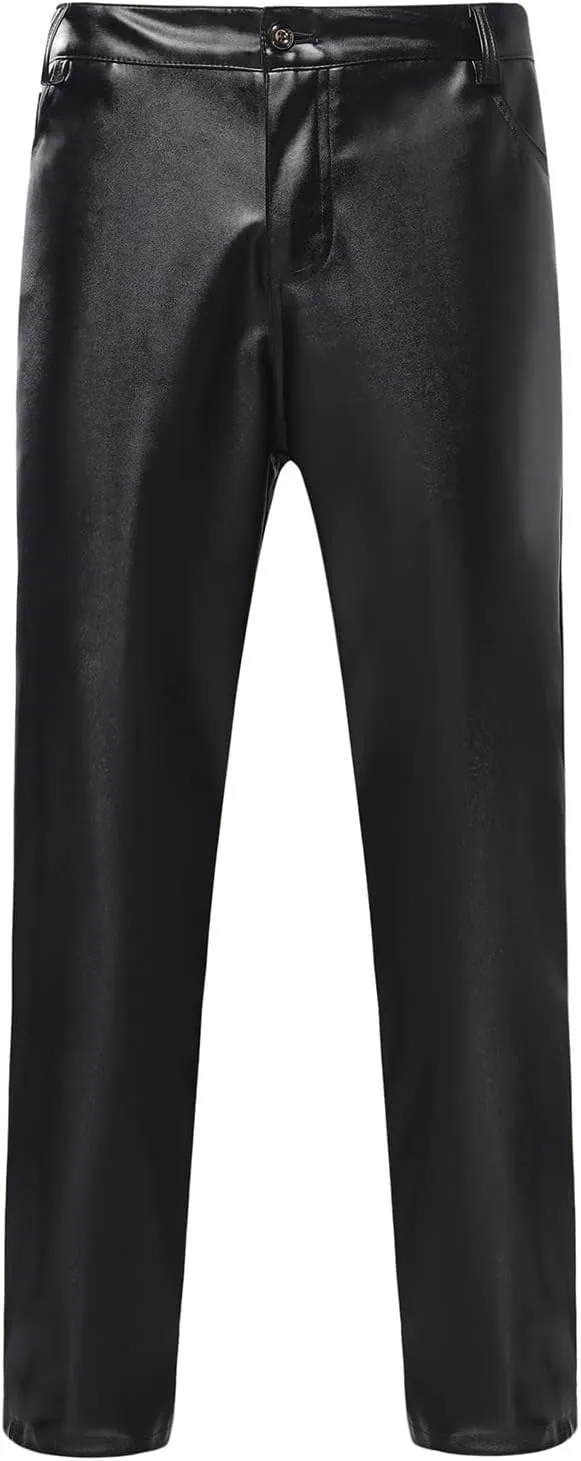 GIERIDUC Men's Faux Leather Pants Reversible Basketball Jerseys for Men Extra Long Lounge Pants Mens Athletic Dress Pants Men