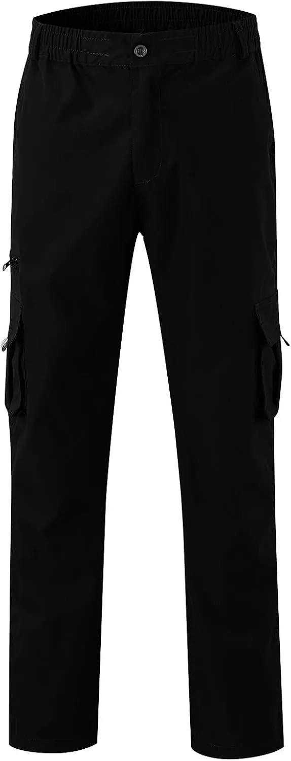 GIERIDUC Men's Linen Cotton Pants Men's Elasticated Waist Smart Trousers Mens Stretch Waist Trousers Mens Dark Green Trousers