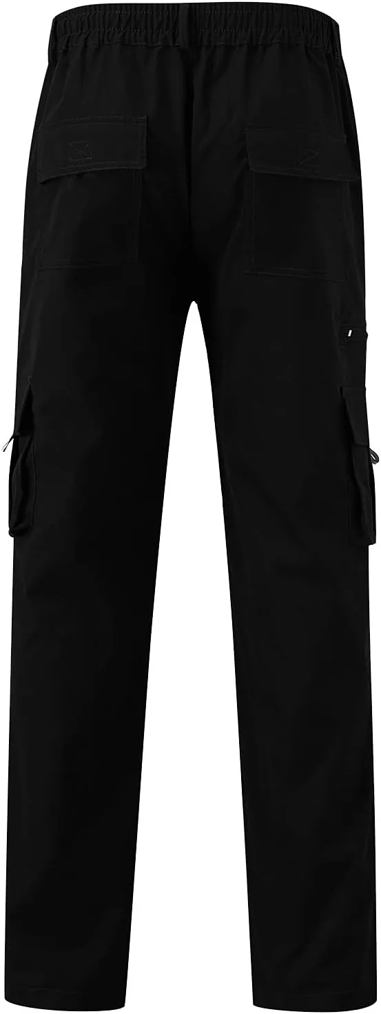 GIERIDUC Men's Linen Cotton Pants Men's Elasticated Waist Smart Trousers Mens Stretch Waist Trousers Mens Dark Green Trousers