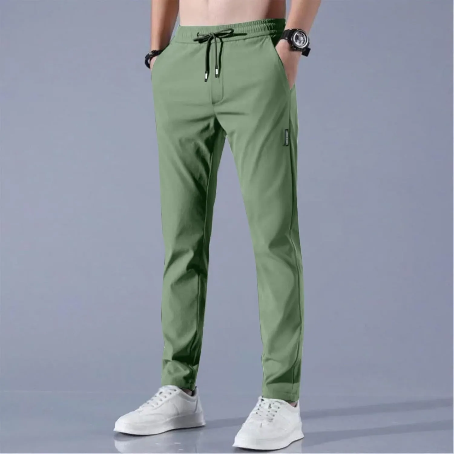 Glide Pants Men Quick Dry Breathable Pants Stretch Drawstring Lightweight Summer Active Hiking Trousers with Pockets