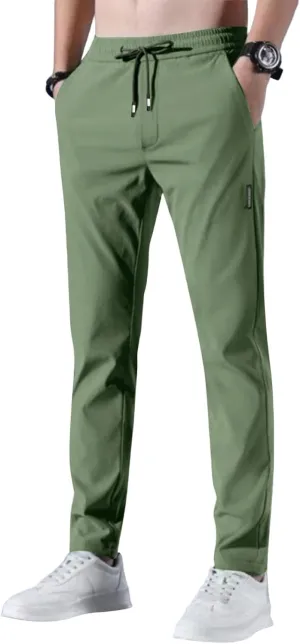 Glide Pants Men Quick Dry Breathable Pants Stretch Drawstring Lightweight Summer Active Hiking Trousers with Pockets