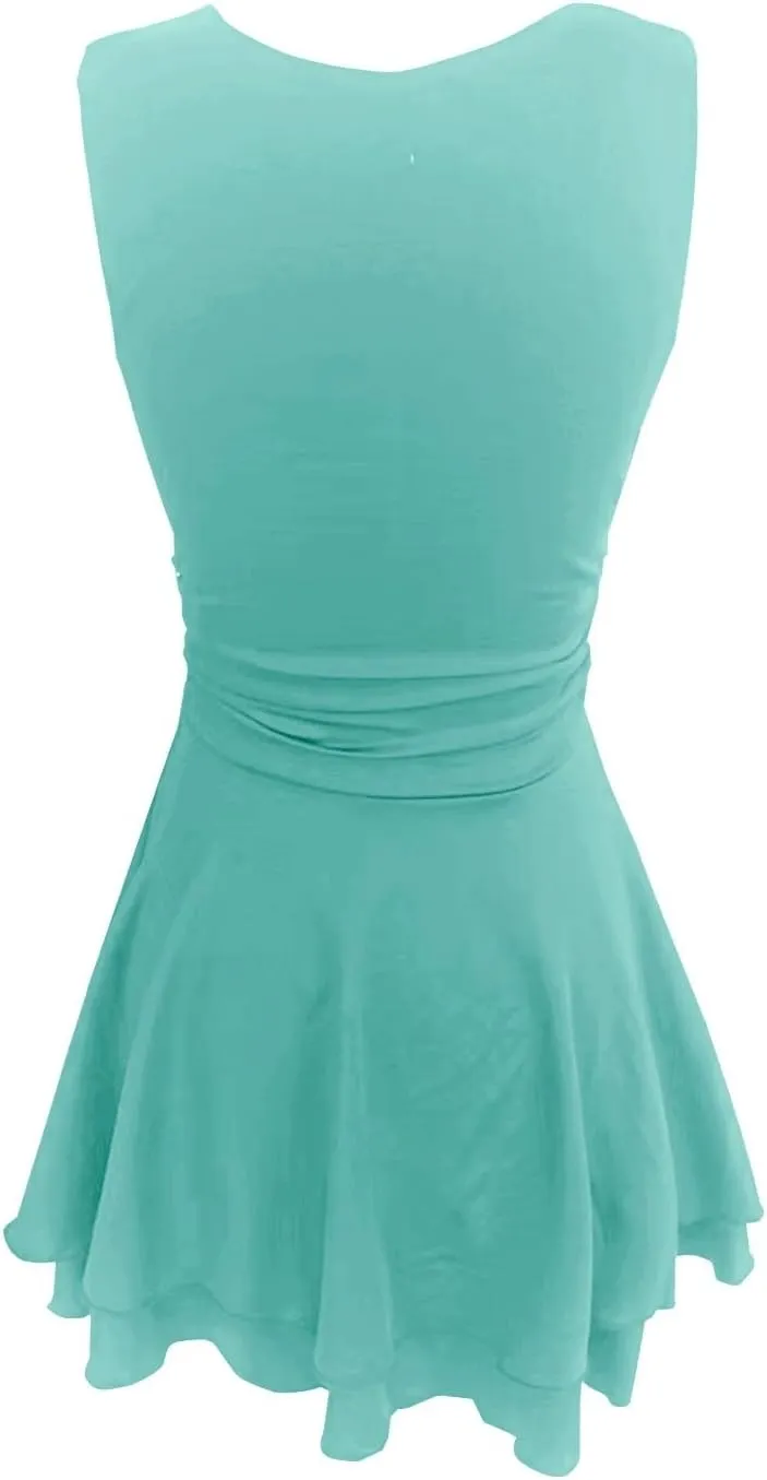 Going Out Dresses for Women Square Neck Ruffle Hem Mini Dress Ruched Waist Short Party Dresses Beach Vacation Outfits