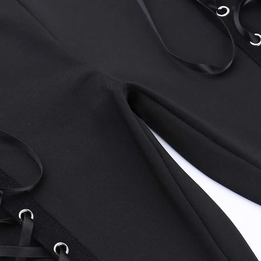 Goth Pants Lace Up Bell Bottom Black Flare Leggings Lace Mall Gothic Punk Rave Pants Alt Aesthetic Grunge