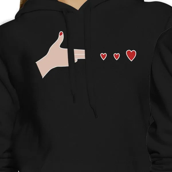 Gun Hands With Hearts BFF Matching Black Hoodies