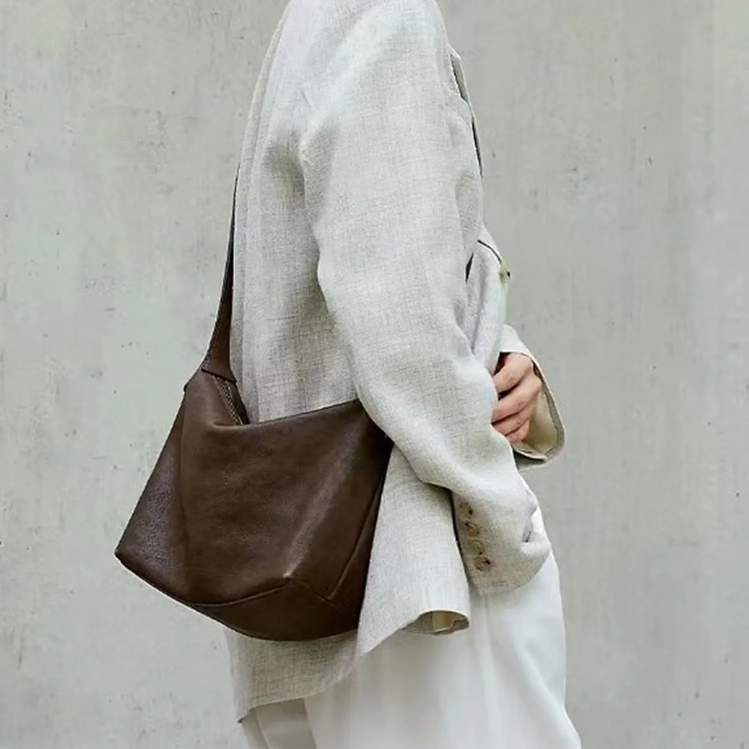 Hobo Bag for Women Vegan Leather Shoulder Handbag Slouchy Crossbody Eco-Friendly Underarm Tote Trendy Mothers Day Gift