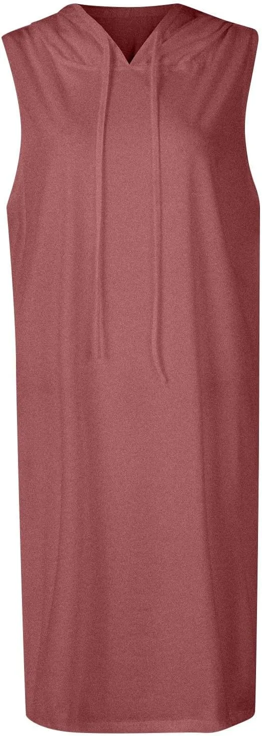 Hoodie Dress for Women Summer Drawstring Sleeveless Sweatshirt Dress Athleisure Hooded Tank Mini Dresses 2025