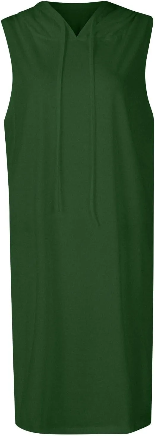 Hoodie Dress for Women Summer Drawstring Sleeveless Sweatshirt Dress Athleisure Hooded Tank Mini Dresses 2025