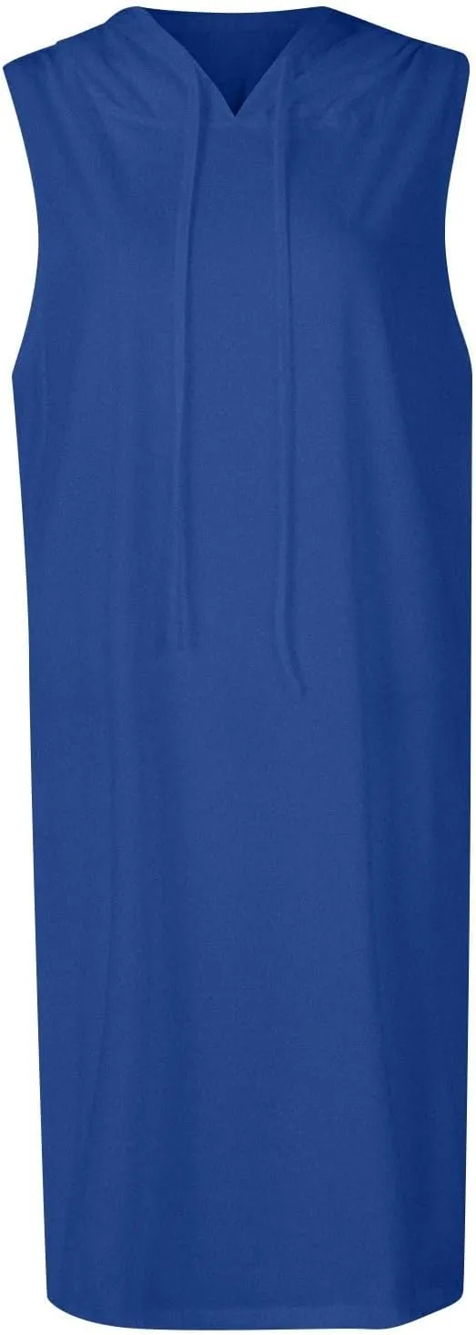 Hoodie Dress for Women Summer Drawstring Sleeveless Sweatshirt Dress Athleisure Hooded Tank Mini Dresses 2025
