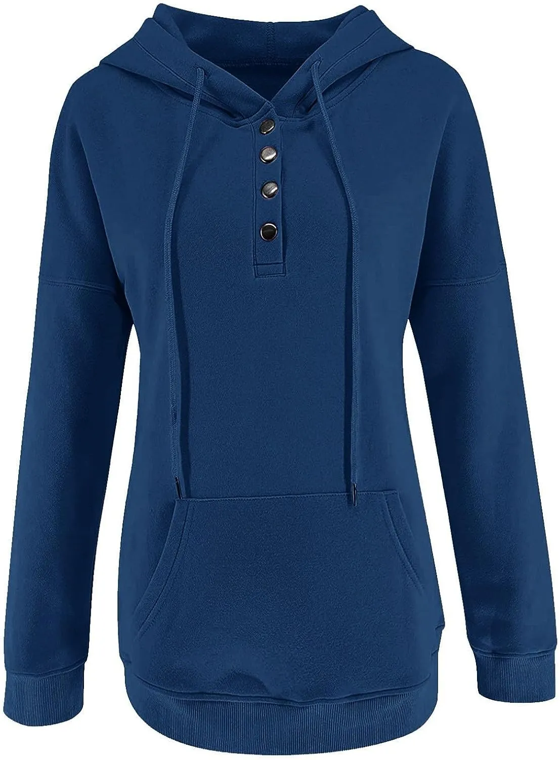 Hoodies for Women Button Collar Drawstring Lightweight Hooded Sweatshirt Casual Long Sleeve Pullover Tops Trendy Fall Clothes