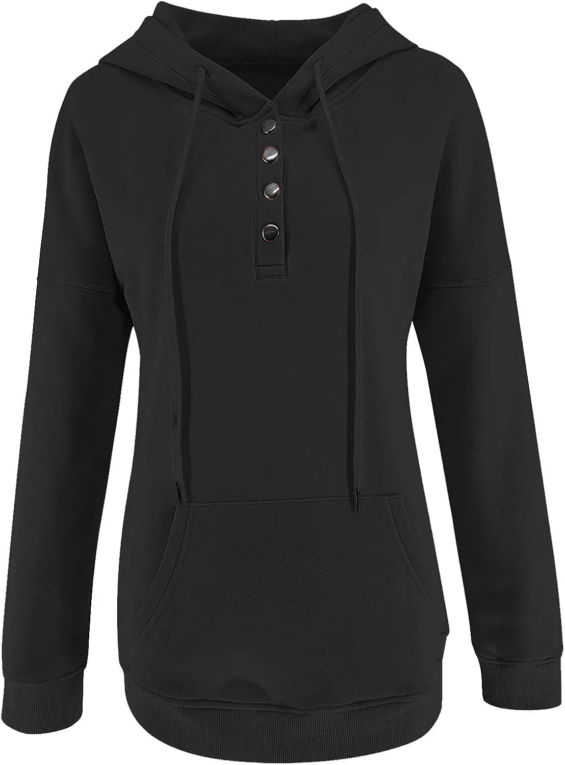 Hoodies for Women Button Collar Drawstring Lightweight Hooded Sweatshirt Casual Long Sleeve Pullover Tops Trendy Fall Clothes